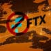 Europa con logo de FTX y símbolo de prohibido