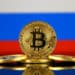bitcoin y bandera de rusia