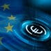 Bandera de Europa con euro digital