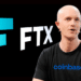 Brian Armstrong, CEO de Coinbase junto a logo de FTX.
