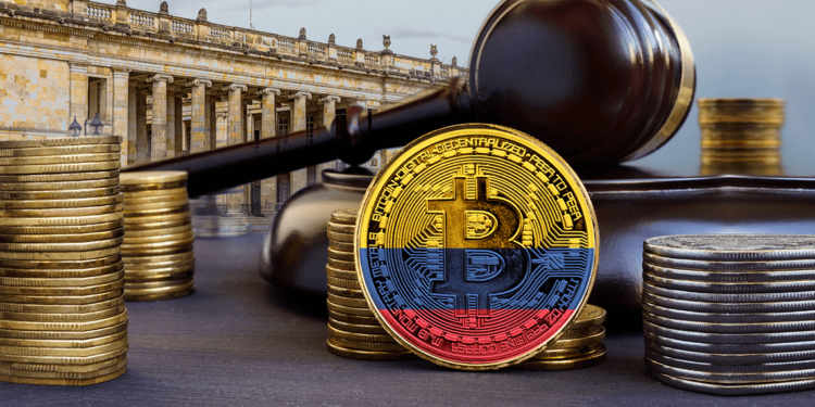 Bitcoin con bandera de Colombia junto al Congreso colombiano.