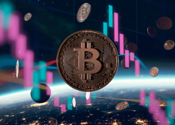 Bitcoin junto a gráfico de mercado.