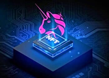 Logo de Uniswap junto a NFT.