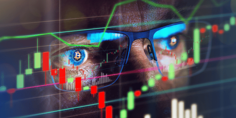 Trader viendo el precio de bitcoin.