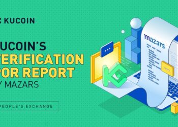 Pancarta promocional de la Prueba de Reservas de Kucoin por Mazars.