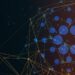 Logo de Cardano entre red de nodos interconectados