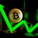 Bitcoin y flecha verde.