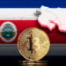 Bitcoin junto a mapa y bandera de Costa Rica.
