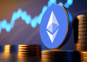 Ethereum junto a monedas y gráficos