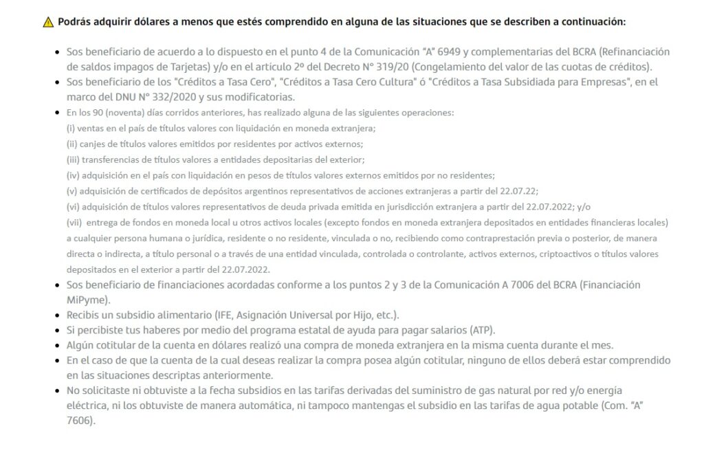 listado de los 9 requisitos que deben cumplir los aspirantes a participar en el mercado cambiario argentino