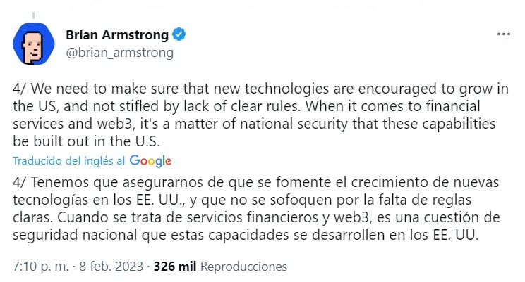 Brian Armstrong sobre las regulaciones de la SEC contra la industria cripto en Estados Unidos