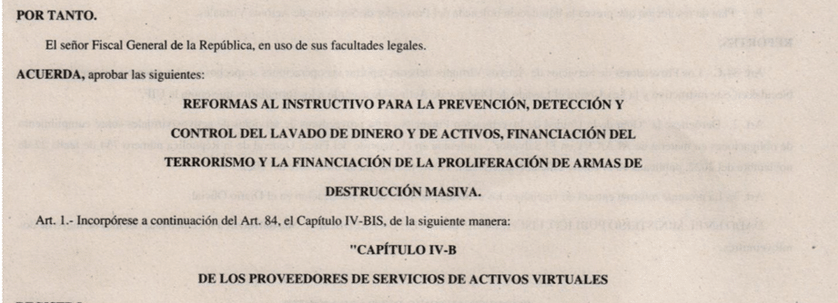 Ley antilavado, en la que se incluye a los proveedores de servicios de criptomonedas.