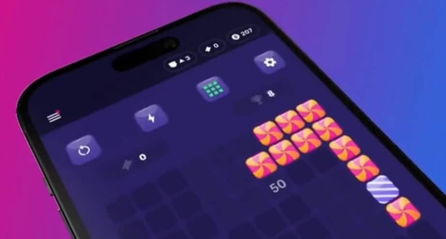 muestra del juego bitcoin blocks en aplicación para teléfono móvil