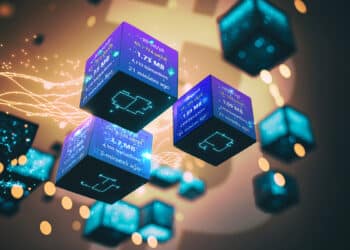bloques de informació de la mempool en red digital con logo de bitcoin en el fondo
