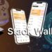 stack wallet en dispositivos moviles con red digital, bitcoin y coin control en el fondo