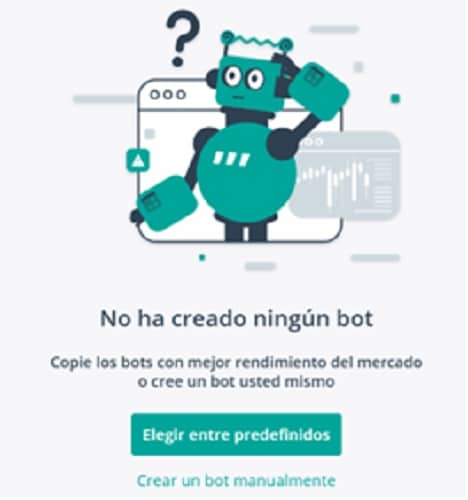 opciones de bot: seleccionar un bot existente o crear un bot manualmente