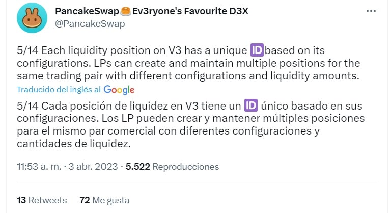 Explicación de pancakeSwap sobre la V3 de su exchange