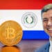 Santiago Peña, bitcoin y bandera de Paraguay.