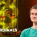 vitalik buterin con red de nft ordinals de bitcoin en el fondo