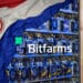Mineria de bitcoin, bandera de Paraguay y logo de bitfarms.