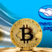 Bitcoin, bandera Argentina y logo de mercado pago.