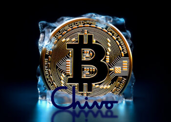 Bitcoin congelado y logo de chivo wallet.