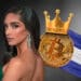 Alejandra Guajardo, bitcoin y bandera de El Salvador.