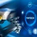 Criptomonedas, bandera de Argentina y fintech.