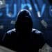 hacker entre codigo y billetes de dolares cayendo con logo de Curve en el fondo