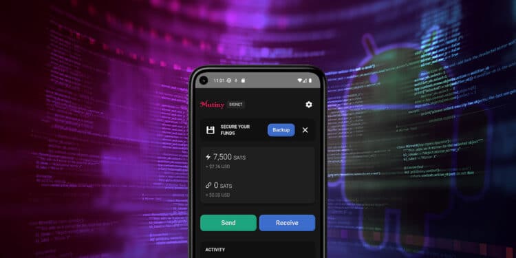 billetera movil de Munity wallet entre codigo con logo de android