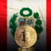 Bitcoin y bandera de Perú.