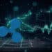 logo de ripple sobre plataforma digital con grafico de precio en el fondo
