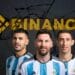 Selección argentina y logo de Binance roto.