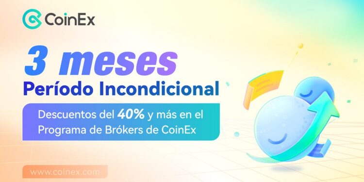 Pancarta promocional del lanzamiento del Programa Global de Brokers de CoinEx.