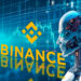 Logo de Binance y bot de trading.