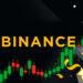 Logo de Binance, recompensas y gráfico de trading.
