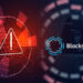 signo de advertencia junto a logo de Blockstream con hacker en el fondo