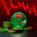 Criptomoneda PEPE y gráfico en caída.