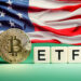 ETF, Bitcoin y bandera de EE. UU.