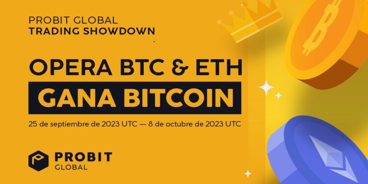 Pancarta promocional de la competencia de trading de Probit Global.