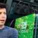 Sam Altman junto a chips de nvidia y mineros de criptomonedas en el fondo