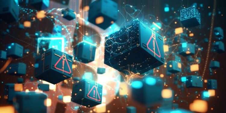 bloques de transacciones con señal de aviso en red de bitcoin