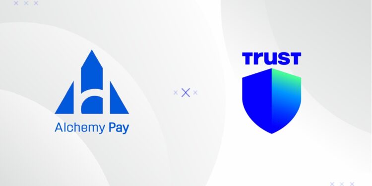 Logos de las empresas Alchemy Pay y Trust Wallet.
