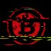 Un glitch del logo de Bitcoin en rojo, verde en fondo negro.
