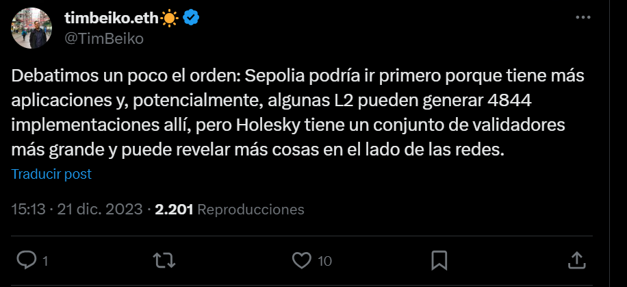 Explicacion testnets DenCun.