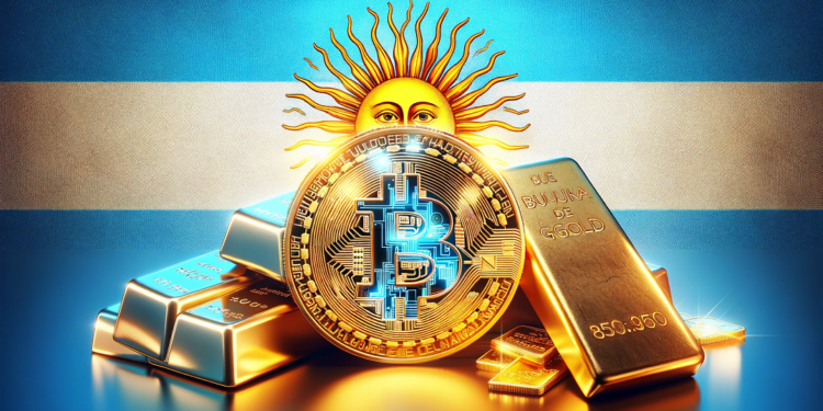 En su más reciente informe Grayscale relaciona a bitcoin, al oro y al presidente electo de Argentina, Javier Milei. Fuente: Dall-E, por OpenAI.
