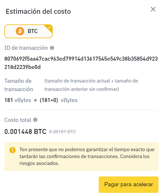Acelerador de transacciones Binance.