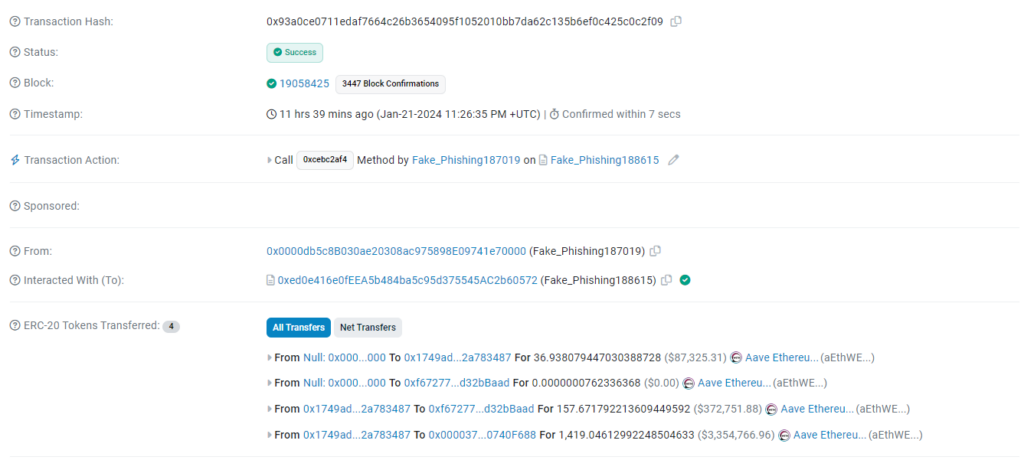 Transaccion robo phishing.