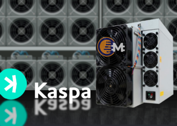 Minero y logo de Kaspa.