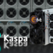 Minero y logo de Kaspa.